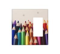 Lápices de colores, placas de pared, cubierta decorativa para interruptor de luz, 2 tomas de corriente, placa de interruptor eléctrico, cubierta de placa frontal termoplástica para dispositivo