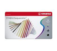 Lápices de colores STABILO Aquacolor multicolor estuche metálico 36 piezas