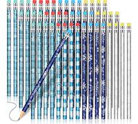 Lápices de copo de nieve con borrador de invierno en el país de las maravillas de invierno, lápices surtidos para niños, regalo de cumpleaños, regalo de fiesta, premio de carnaval, 100 días de la escuela, suministros de oficina, 4 estilos (36)
