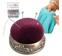 Lápices de costura para tela - Anti -Top - Cojín retro con base de metal | Base de metal semibola costura costura almohadilla almohadilla aguja herramienta de cojinete