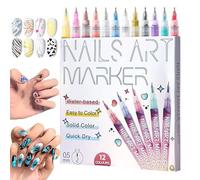 Lápices de esmalte de uñas - Punta alta pigmentada y fina - Marcadores de esmalte de uñas de gel para mujeres, niñas, principiantes y uso en el hogar, en el estudio de salón de belleza, para dibujar
