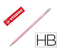 Lápiz de grafito con goma STABILO Swano Pastel - Caja con 12 unidades - Color rosa - Mina HB