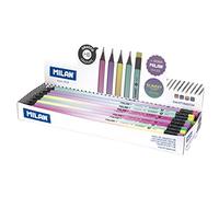 Lapices de grafito milan sunset hb madera negra de tilo con goma de borrar colores surtidos