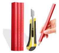 Lápices de Obra, 12 Piezas, lápices planos rojos de carpintero, lápices de construcción pesados, herramientas de marcado de carpintería, Herramienta de Marcado para Taller, para dibujar y marcar
