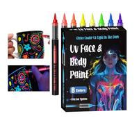 Lápices de pintura facial - Colores vivos de plástico | Rotulador corporal con efecto UV Glow in the Dry resistente al agua DIY arte corporal | Lápiz UV líquido directo para fiestas, festivales