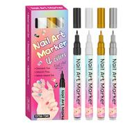 Lápices de uñas con puntas finas, portátiles y coloridas, 4 unidades, para puntear, pintar y dibujar, para decoración, trazado de líneas, estudio en casa