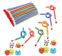 Lápices Flexibles en Color,60PCS Lápices Flexibles y Goma,Lapiz Mágicos para Niños,Suaves Plegables Para Niños,para Regalo Cumpleaños