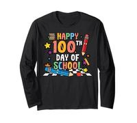 Lápices Happy 100th Day of School 100 Days para Hombres, Mujeres y niños Manga Larga