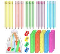 Lapices HB 30 Sets con Lapiz Triangular de Resina Regla 15 cm Sacapuntas Etiquetas Kraft Bolsas de Organza 15 x 20 cm para Regalos a Profesores Obsequios Navideños Material Escolar para Vuelta al Cole