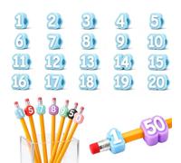 Lápices numerados, 20 etiquetas reutilizables para lápices de aula, adornos para lápices de números para organización del aula y estación de seguimiento de suministros, etiquetas de números