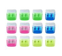 Lápices Para Niños - Sacapuntas Manual De Doble Agujero - 12 Piezas Accesorios De Escritorio De Mano Con Contenedor De Virutas De Madera Para Estudiantes Adolescentes Niños Artistas Chicos Y Chicas