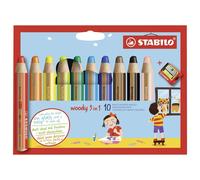 Lápices Stabilo Woody 3 En 1 Súper Jumbo Cartera De 10 Variados Más Sacapuntas
