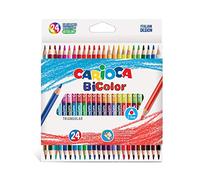 Lápices Triangulares BiColor - 24 Uds | Bicolor Triangular, 2 Colores en 1, Madera Antirroturas, Estuche Compacto