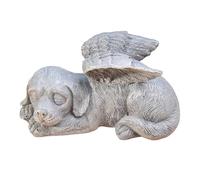 Lápida para perro con alas de ángel, piedra conmemorativa para exteriores, lápida de animales, poliresina, figura de perro, jardín, bonito recuerdo, perro, hogar, decoración de tumba, regalos para