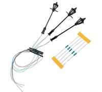Lapiglo 3 lámparas de calle de metal de 7 cm de alto para trenes de calibre O, kit de luces LED de jardín de 3 V con resistencias para decoración tradicional de linterna de 12 a 16 V