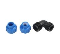 Lapiglo 90 grados para acoplamiento de polipropileno con rosca de 20 mm y 25 mm, manguera de MDPE, conector de tubería de polipropileno azul y negro