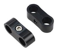 Lapiglo Abrazadera de tubo de aceite de doble agujero AN4-AN10 de aleación de aluminio para soporte separador de manguera de combustible para modificación de coche, línea de aire, agua, 10 unidades