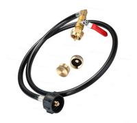 Lapiglo Adaptador de recarga de tanque de propano con manómetro, manguera de latón con válvula de interruptor para cilindros de 1 libra, compatible con tanques qcc1 de 20 a 40 libras para (juego de 4
