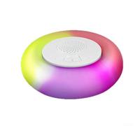 Lapiglo Altavoz flotante impermeable para piscina con luz ambiental colorida, sistema de graves inalámbrico fuerte para patio, terraza, barco, camping, 17 cm