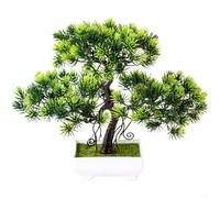 Lapiglo Árbol de pino artificial de seda, bonsái de 26 cm, planta falsa en maceta, decoración verde para boda, fiesta, hogar, estante de fotografía al aire libre