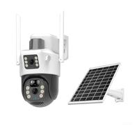 Lapiglo Cámara de seguridad inalámbrica para exteriores, solar, 4 MP, doble lente 4G, PTZ, sistema CCTV con color para visión nocturna, sensor de movimiento PIR, detección de IA, clasificación IP66