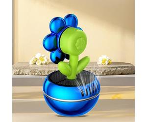 Lapiglo Difusor de fragancia solar giratorio automático para coche, ambientador en forma de flor con guía de luz, dispensador de perfume ABS resistente, interior del vehículo