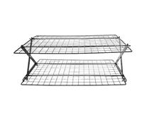 Lapiglo Estante de refrigeración plegable de 3 niveles, soporte de alambre de acero que ahorra espacio, para galletas, pasteles, pan, negro, 45 x 28 x 5 cm