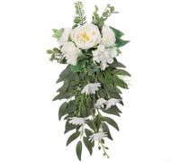 Lapiglo Flores artificiales para decoración de respaldo de silla de boda, estilo nórdico floral de seda para acento para ceremonia interior y exterior, elegante para patrón de cristal (blanco)