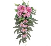 Lapiglo Flores artificiales para decoración de respaldo de silla de boda, estilo nórdico floral de seda para acento para ceremonia interior y exterior, elegante para patrón de cristal (morado)