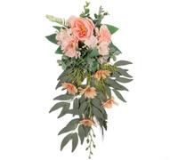 Lapiglo Flores artificiales para decoración de respaldo de silla de boda, estilo nórdico floral de seda para acento para ceremonia interior y exterior, elegante para patrón de cristal (naranja)