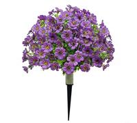 Lapiglo Flores artificiales resistentes a los rayos UV con estaca para el suelo, decoración realista al aire libre de 35 cm en morado, para jardín, rojo, amarillo, para todo tipo de clima (amarillo)