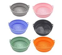 Lapiglo Forro plegable de silicona para freidora de aire, inserto sin cesta con asas para horno y microondas, fácil de limpiar, color negro