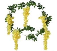 Lapiglo Guirnalda de flores de seda de jazmín artificial realista de 1,8 m, elegante decoración floral colgante para boda, hogar, jardín, blanco (amarillo)