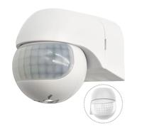 Lapiglo Interruptor de sensor de movimiento PIR de 180°, detección de 12 m, para rango, IP44, impermeable, ajustable, control crepuscular, luz interior y exterior, CA 110 V-220 V, color blanco