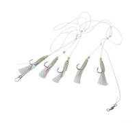 Lapiglo Juego de aparejos luminosos de pesca en el mar 5pcs Ganchos de acero al carbono Bass Cod Deep Water Night Use Green Head White Foil Flash Bait(2#)