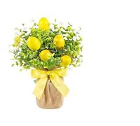 Lapiglo Kit decorativo de limón artificial, paquete de 3, adornos de frutas falsas brillantes para el hogar, centro de mesa, arreglo de plantas de simulación, verde y amarillo, 23 x 26 cm