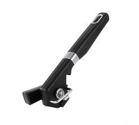 Lapiglo Manual para abrelatas, cocina de seguridad de corte lateral con imán y mango ergonómico, resistente al óxido para abrebotellas de acero inoxidable, viajes, camping, negro (negro)