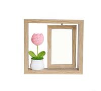 Lapiglo Marco de fotos de madera giratorio hecho a mano de 6 x 4 pulgadas con decoración de maceta de hilo, soporte de exhibición de doble cara para profesor de graduación en casa (B