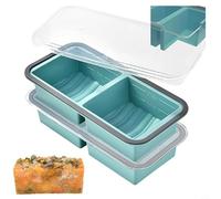 Lapiglo Paquete de 2 bandejas de congelación de silicona con tapas, para recipientes grandes de sopa, preparación de comidas, moldes de almacenamiento apilables de BPA, salsa de caldo, azul (verde