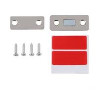 Lapiglo Paquete de 2 cierres magnéticos para gabinete, fuertes para puerta de armario, cajones, cierre magnético de metal fino con tornillos, plateado, 42 x 17 mm