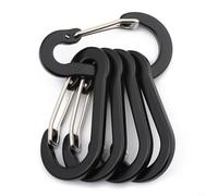 Lapiglo Paquete de 5 mosquetones ligeros de aleación de aluminio, ganchos para llavero sin bloqueo, camping, senderismo, mochilero, kayak, pesca, no escalada (negro)