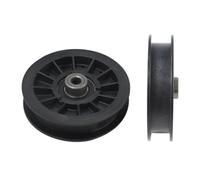 Lapiglo Polea tensora plana compatible con cortacéspedes, diámetro interior de 3/8 pulgadas de diámetro interior de 4-1/3 pulgadas OD metal para pieza de repuesto, diseño negro resistente