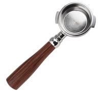 Lapiglo Portafiltro sin fondo de 58 mm con mango de madera de nogal Bezerra y para Astoria, para cesta de filtro espresso de acero inoxidable