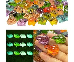 Lapiglo Resina que brilla en la oscuridad para mini ranas, 60 piezas, estatuas luminosas de jardín al aire libre, artículos de decoración de jardín de hadas