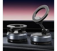 Lapiglo Soporte para teléfono de coche con ventosa de vacío giratorio de 360 grados, fuerte magnético para montaje de alineación automática, funcionamiento estable con una sola mano, color negro