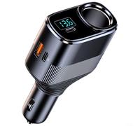 Lapiglo Super Fast 145W para coche dual USB para cargador con PD 45W y para QC3.0, adaptador de vehículo de 12V-24V, para estación de carga compacta de plástico negro