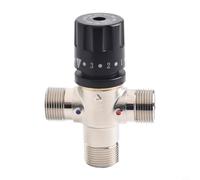Lapiglo Válvula mezcladora termostática DN20 de 3/4 pulgadas para calefacción solar, construcción de cobre con apagado, temperatura de salida consistente 35-55 °C para un uso seguro del agua