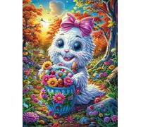 Lapin Blanc Avec un nœud Dans le Jardin Fleuri Rompecabezas 1000 Piezas Cartón Grueso para Mayores Mitos fantásticos Noches Juegos Familiares Estimulación Mental Regalo San Valentín 10