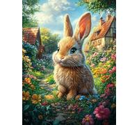 Lapin Dans le Jardin Fleuri Puzzle 500 Piezas Cartón Grueso para Adultos Animal Planta Diversión Grupal Entrenamiento Cerebral Regalo Navideño Regalo Ideal 500 PCS
