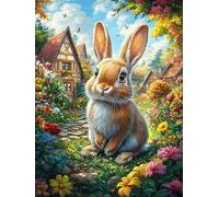 Lapin Dans le Jardin Fleuri Rompecabezas 300 Piezas Cartón Grueso para Coleccionistas Animal Planta Eventos Team Building Relajación Mental Ocio En Casa Reyes 300 PCS